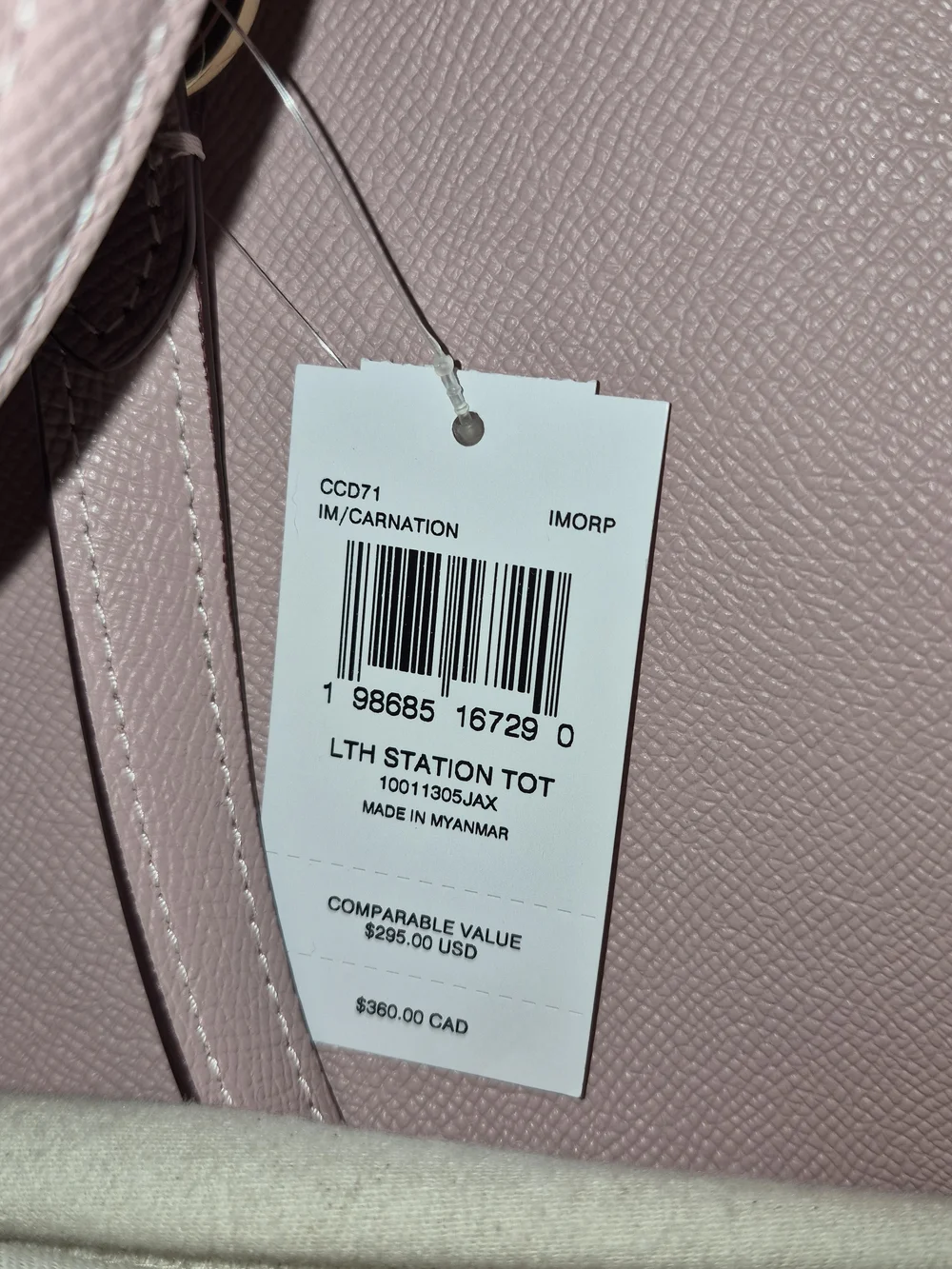Coach Pink Leather Tote Bag - Signature Saffiano Finish